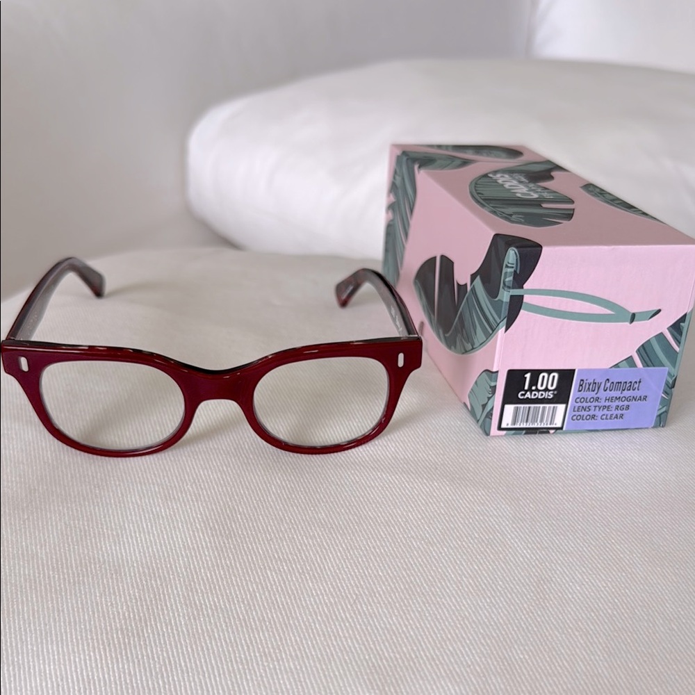 Caddis Bixby Compact Reading Glasses Hemognar Red 1.00